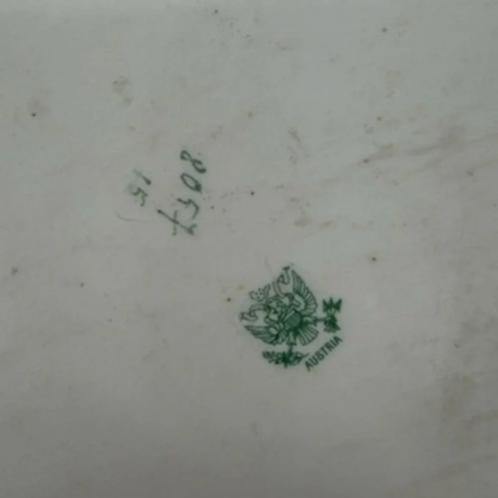 Antique‎ Austrian Porcelain Floral Dresser Tray Hand Painted Roses Scalloped